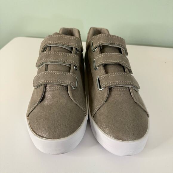 Evans Women's Metallic Tan Velcro Closure Sneaker Size 9.5 Extra Wide EE - Picture 4 of 11